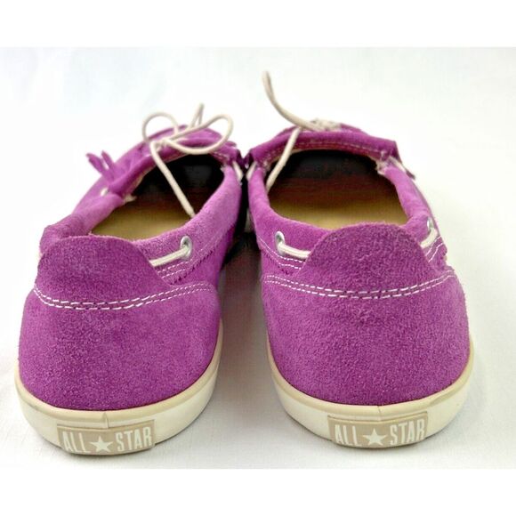 Converse Women's 10 Purple‎ Suede Moccasins Shoes Fringe Boho Festival Flats - Picture 4 of 12
